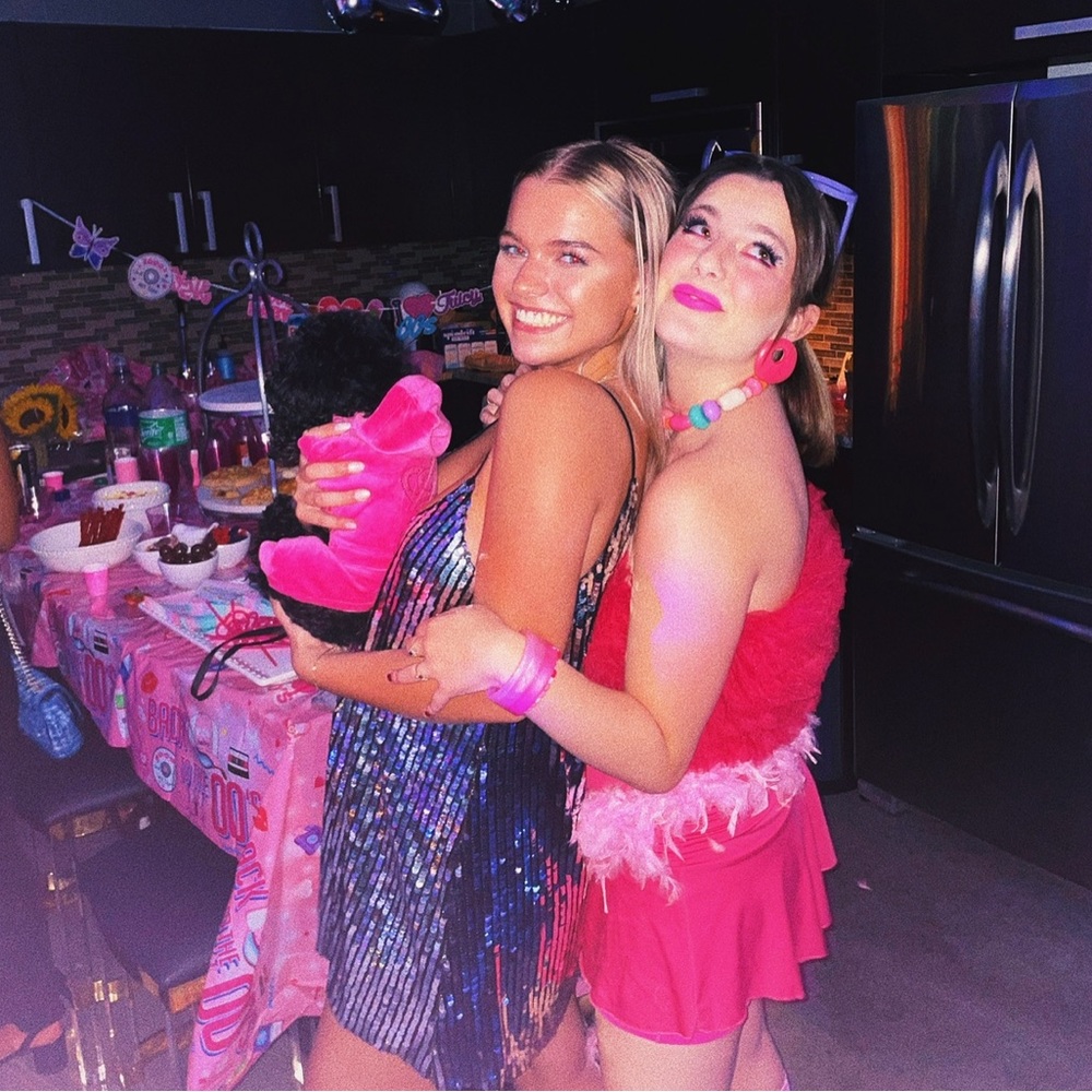 pink Y2K “skater girl” skirt